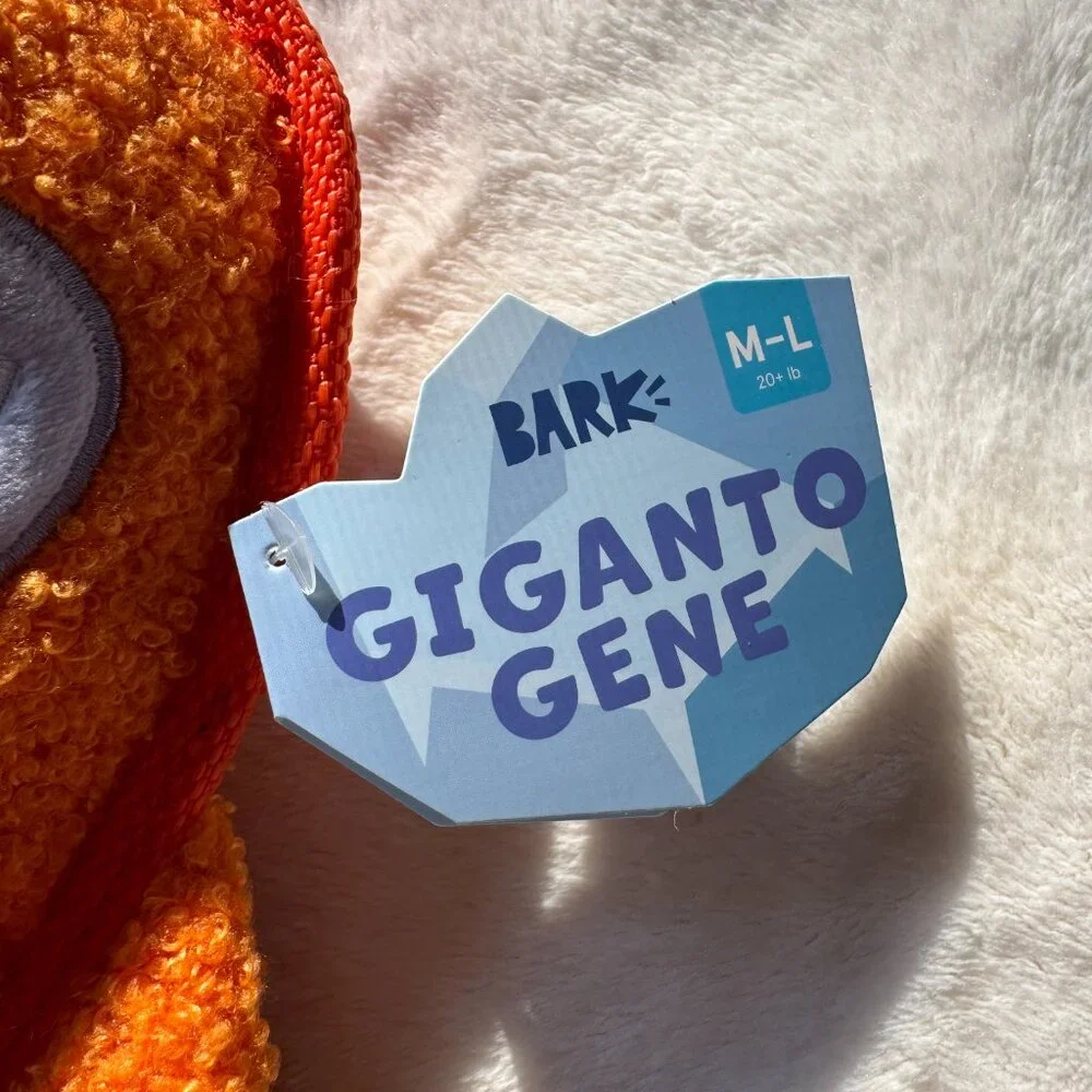 NWT, BARK Box Giganto Gene, Orange Plush Dog Toy, Size M-L 20+ lbs. Dogs